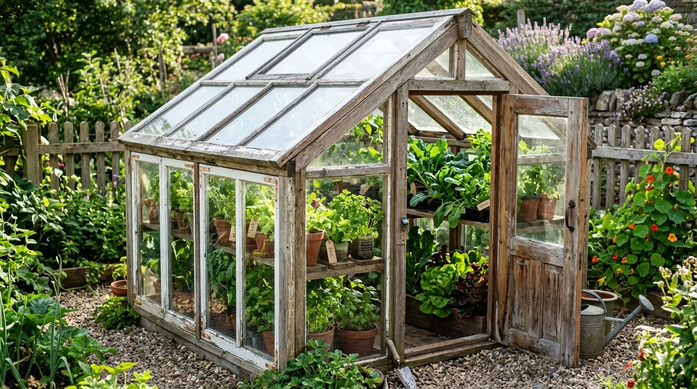 Compact Greenhouse With Angled Roof